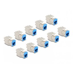 Set 10 buc modul keystone RJ45 LSA Cat.6A toolfree Albastru, Delock 88113