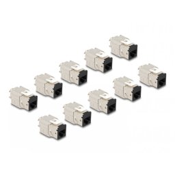 Set 10 buc modul keystone RJ45 LSA Cat.6A toolfree Negru, Delock 88118