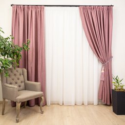 Set 2 draperii opace, Hiko Deluxe Blackout 100%, roz, cu rejansa Premium creion de 6,5cm