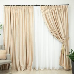 Draperie Hiko COMFY catifea crem, cu rejansa, 1 bucata