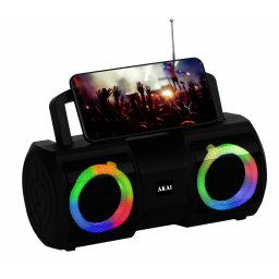Boxa Portabila Akai ABTS-15, Radio FM, Bluetooth, Lumini RGB, Negru