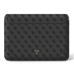 Husa 14 inch "PU Triangle Metal", Piele ECO (Saffiano), Negru - Protectie Slim, Stil Modern