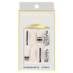 Set 24 Unghii False Reutilizabile cu Manichiura Instant, Culoare Nude Ancient Symbols