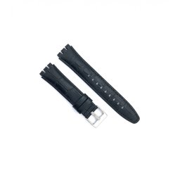 Curea piele model crocodil tip Swatch 19mm neagră - 32801