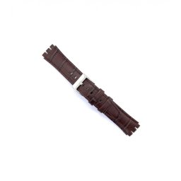 Curea piele model crocodil tip Swatch 19mm maro inchis - 32802