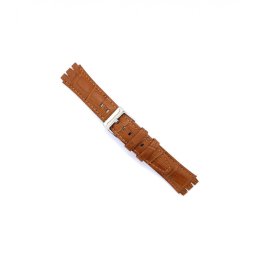 Curea piele model crocodil tip Swatch 19mm maro deschis - 32803