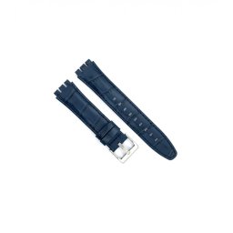 Curea piele model crocodil tip Swatch 19mm albastru inchis - 32805