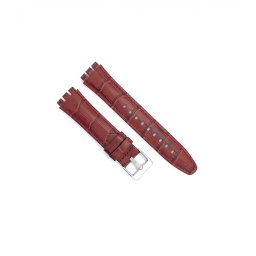 Curea piele model crocodil tip Swatch 19mm maro castaniu - 32808