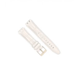 Curea piele model crocodil tip Swatch 19mm alba - 32822