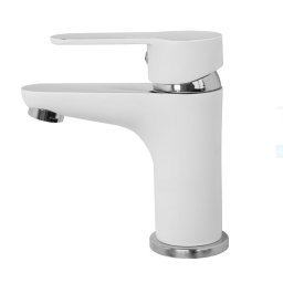 Baterie baie lavoar, culoare alba / crom