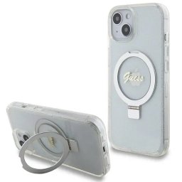 Husa iPhone 15 6.1" transparent husă MagSafe cu inel-suport (Ring Stand) Script Glitter