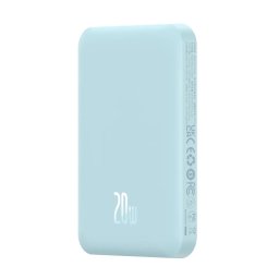 Baterie externa Magnetic Mini Wireless, 5000 mAh, Incarcare rapida, 20W, cablu USB-C inclus, Albastru