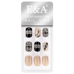 Set 30 Unghii False Reutilizabile cu Manichiura Instant, Model Elegant Animal Print