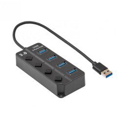 HUB USB 3.0-A la 4 x USB-A cu switch ON/OFF, AK-AD-33