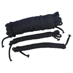 Bad Kitty - set de frânghii pentru bondage (20 m + 2x3 m, negru)
