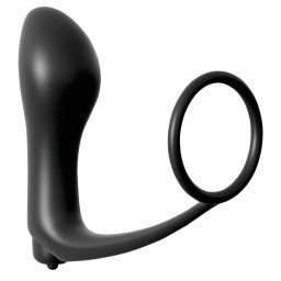 Analfantasy - vibrator deget anal cu inel penis (negru)
