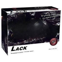 LakkHaus - cearșaf pat latex lucios cu elastic - 160x200 cm - negru