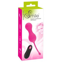 Bile de dragoste SMILE - ou vibrator radio, reîncărcabil (roz)