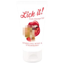 Lick it! - lubrifiant comestibil 2în1 - căpșuni și șampanie - 50ml