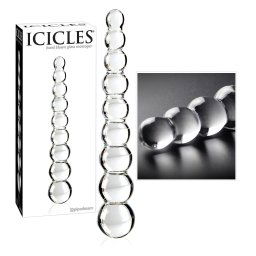 Icicles No. 2 - dildo din sticlă cu bile (transparent)