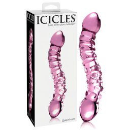 Icicles No. 55 - dublu capăt, dildo din sticlă pentru punctul G roz