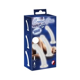 Crystal Clear - set dildo anal cu cap - 3 piese (transparent)