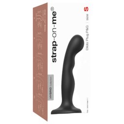 Strap-on-me - dildo dublu curbat cu ventuză - silicon negru S