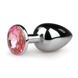 EasyToys Metal No.1 - dop anal în formă de con cu piatră roz (argintiu, 2,7 cm)