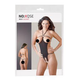NO:XQSE - Body sexy negru cu strasuri și decupaje (S-L)
