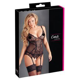 Cottelli - Top feminin dantelat cu panglică (negru) - XXXXL