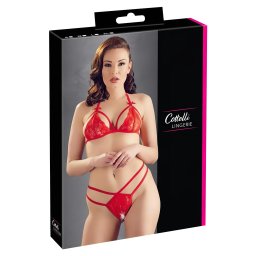 Cottelli - set sutien dantelă deschis (roșu) - XL