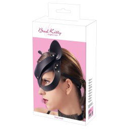 Bad Kitty - mască pisică din piele sintetică strălucitoare - neagră (S-L)