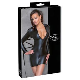 Cottelli Bondage - Rochie lucioasă cu legături (negru)