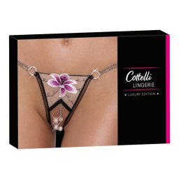 Cottelli - tanga luxos liliac brodat (negru-alb)