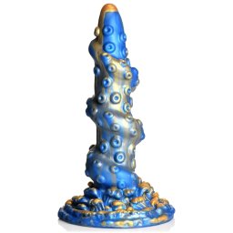 Creature Cocks Kraken - dildo tentacul cu spirală - 21cm - auriu-albastru