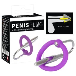 You2Toys - Plug penian - inel de gland din silicon cu dilatator conic (mov-argintiu)