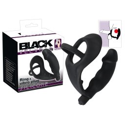 Black Velvets - vibrator anal cu inel penian și testicular - silicon negru