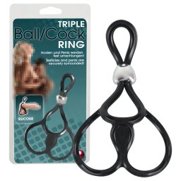 You2Toys - inel triplu reglabil pentru penis și testicule - negru