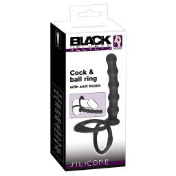 Black Velvet - inel dublu cu dildo anal (negru)