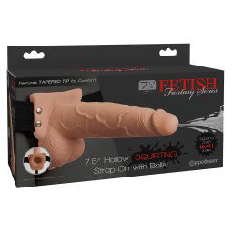 Set Fetish Strap-On 7,5 - Dildo cu Curea și Funcție de Ejectare (natur)