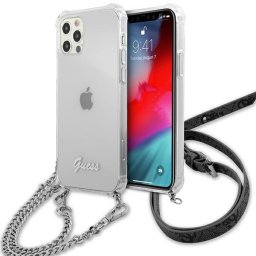 Husa Guess GUHCP12MKC4GSSI iPhone 12/12 Pro 6.1" Transparent hardcase 4G Silver Chain