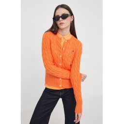Polo Ralph Lauren cardigan din bumbac culoarea portocaliu