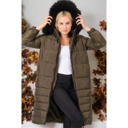 Z6740 DEWBERRY WOMEN'S COAT-PLAIN KHAKI