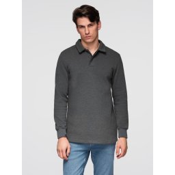 Ombre Men's structured knit polo collar sweatshirt - graphite melange