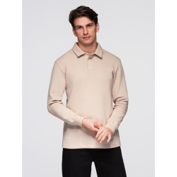 Ombre Men's structured knit polo collar sweatshirt - beige