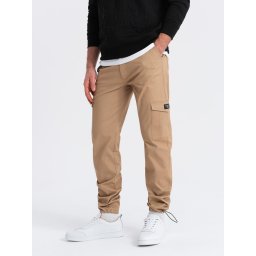 Ombre Men's pants with cargo pockets and leg hem - warm brown