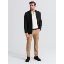 Ombre Men's REGULAR fabric pants with cargo pockets - light brown