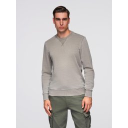 Ombre Washed men's sweatshirt with decorative stitching at the neckline - beige