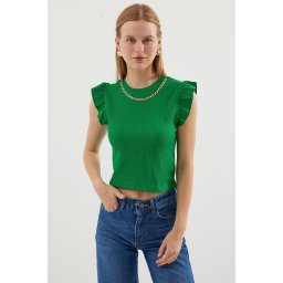 Bigdart 0430 Knitted Blouse - Green