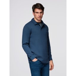 Ombre Men's structured knit polo collar sweatshirt - dark blue